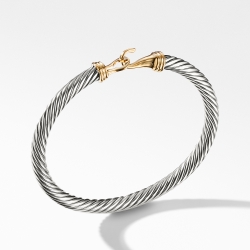Buckle Classic Cable Bracelet in Sterling Silver with 14K Yellow Gold, 5mm