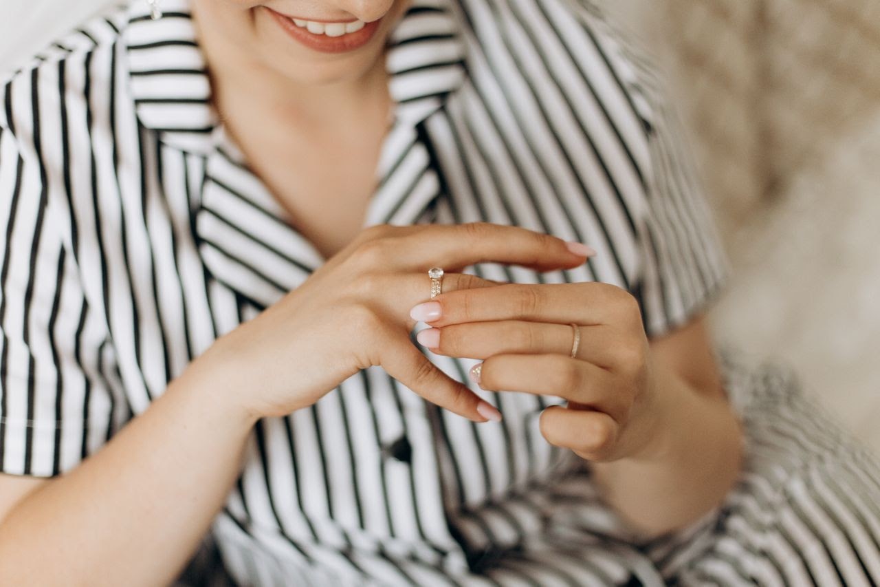 woman with engagement ring