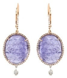 Meira T has designed a pair of drop earrings with large purple tanzanite gemstones and accenting diamonds