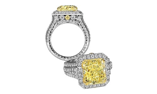 Jack Kelege fashion ring with a yellow diamond center stone, perfectly suitable for an engagement ring