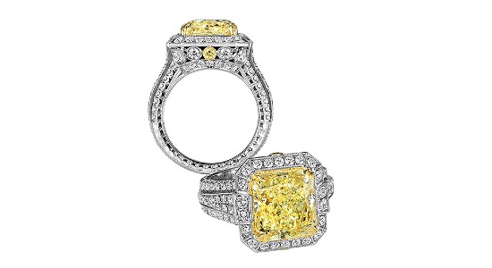 White and yellow gold ring by Jack Kelege with a yellow center stone