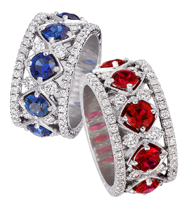 Diamond, sapphire, and gemstone fashion rings by Jack Kelege