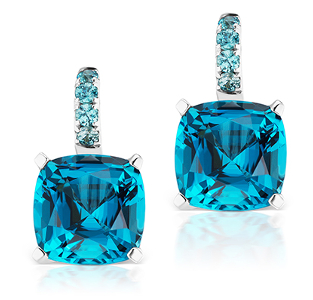 Blue topaz and zircon earrings by Jane Taylor