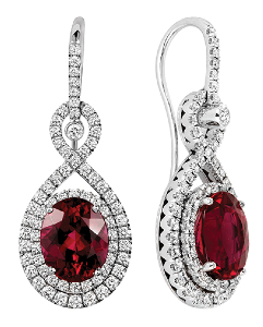 Diamond and red gemstone earrings by Jack Klege