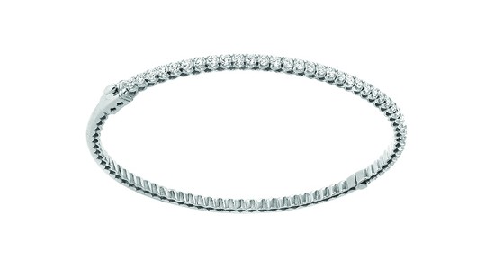 A classic white gold diamond tennis bracelet, available at Frank Adams Jewelers.