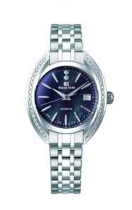 A Grand Seiko Elegance watch with diamond accents on the case, available at Frank Adams Jewelers.