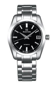 A Grand Seiko timepiece with a date window complication, available at Frank Adams Jewelers.