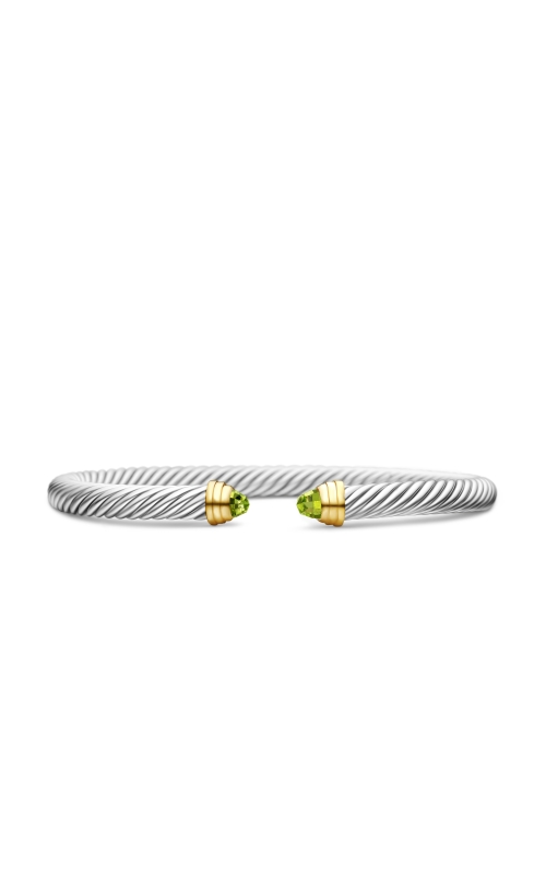 Classic Cable Bracelet in Sterling Silver with 14K Yellow Gold and Peridot, 5mm