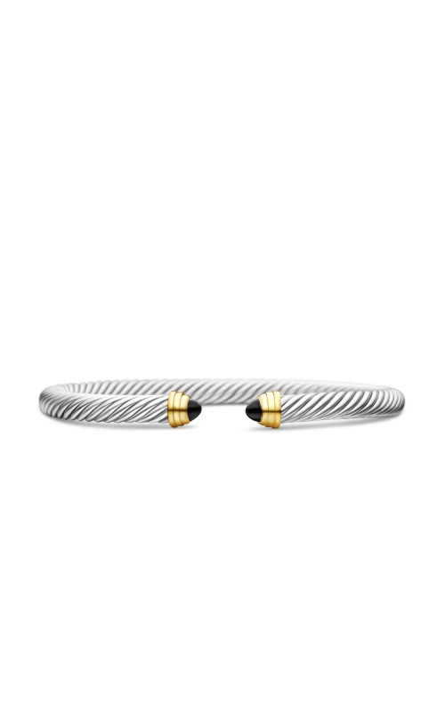 Classic Cable Bracelet in Sterling Silver with 14K Yellow Gold and Black Onyx, 5mm