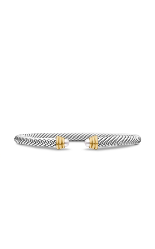 Classic Cable Bracelet in Sterling Silver with 14K Yellow Gold and Pearls, 5mm