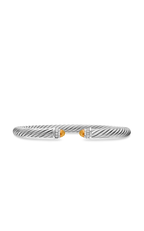 Classic Cable Bracelet in Sterling Silver with Citrine and Diamonds, 5mm