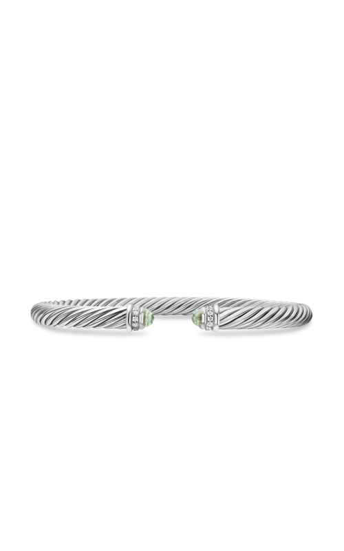 Classic Cable Bracelet in Sterling Silver with Prasiolite and Diamonds, 5mm