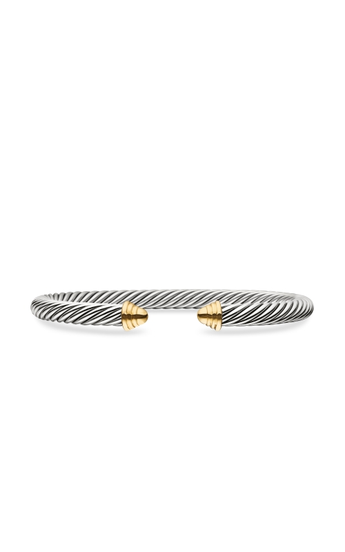 Classic Cable Bracelet in Sterling Silver with 14K Yellow Gold Domes, 5mm