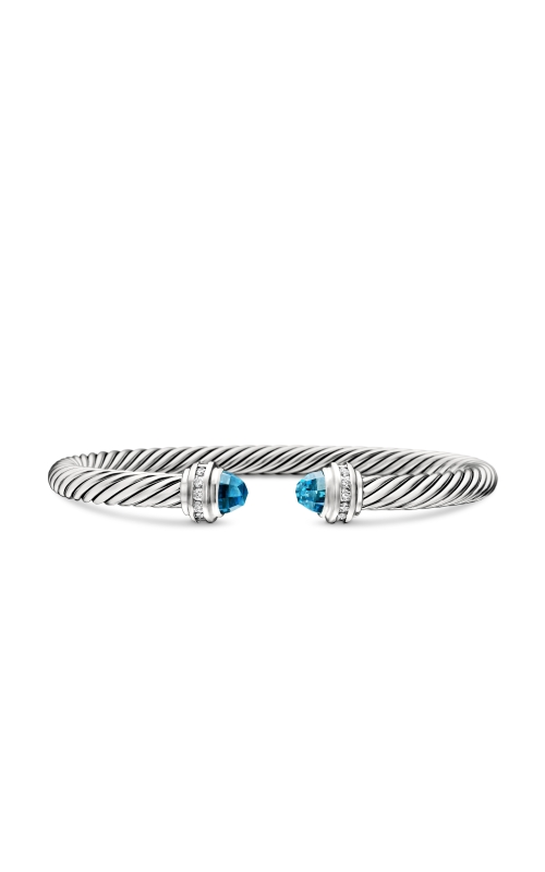 5 mm Cable Classics Bracelet in Sterling Silver with Faceted Hampton Blue Topaz and Diamonds