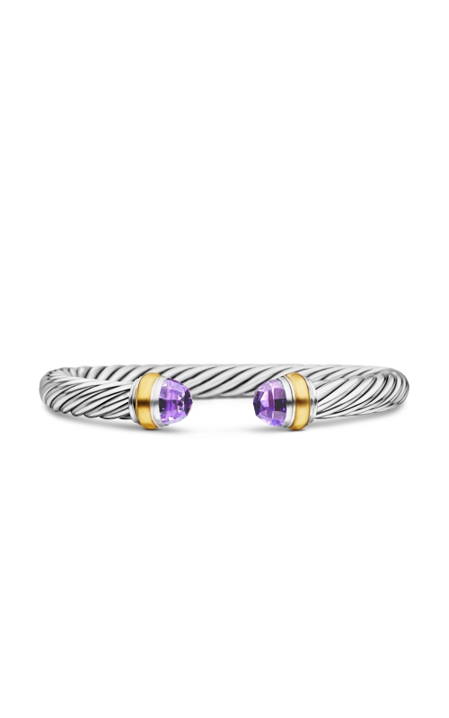 Classic Cable Bracelet in Sterling Silver with 14K Yellow Gold and Amethyst, 7mm