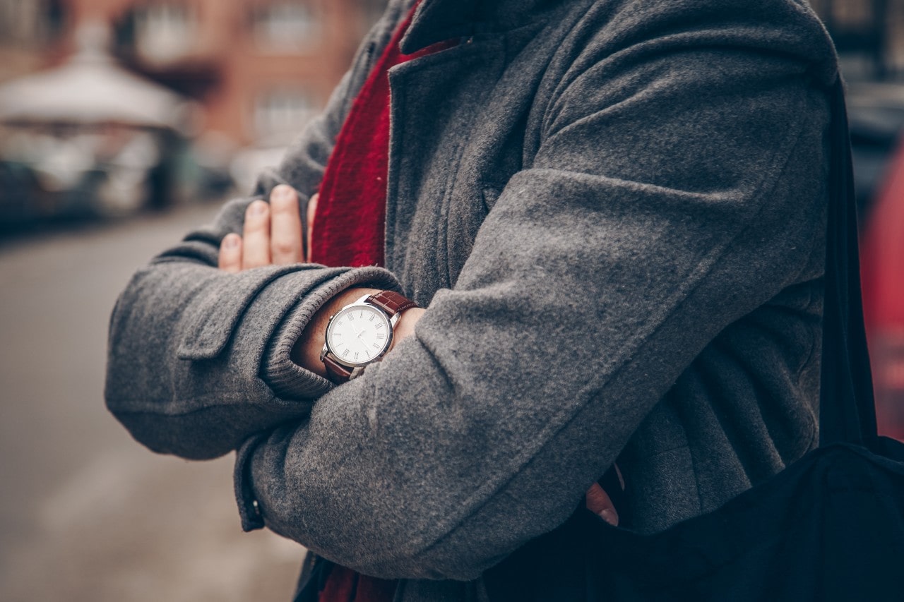 man with automatic watch standing