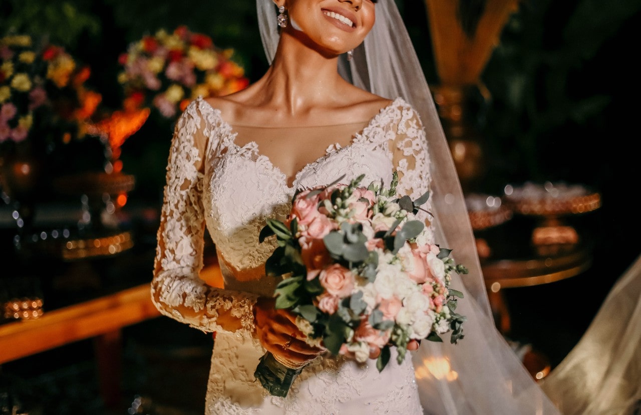 wedding photo of bride smiling